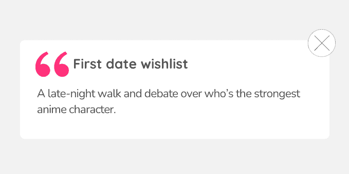 First date wishlist