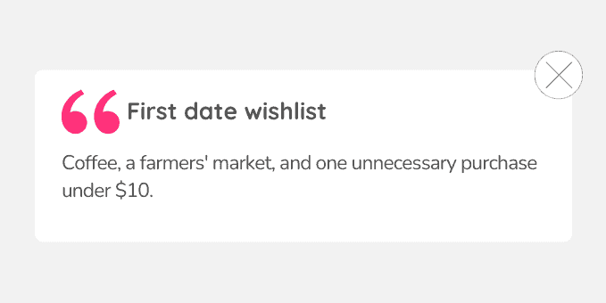 First date wishlist