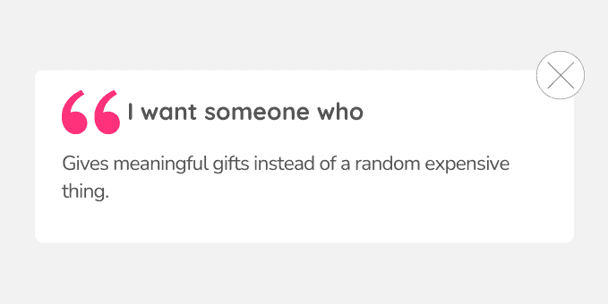 I want someone who