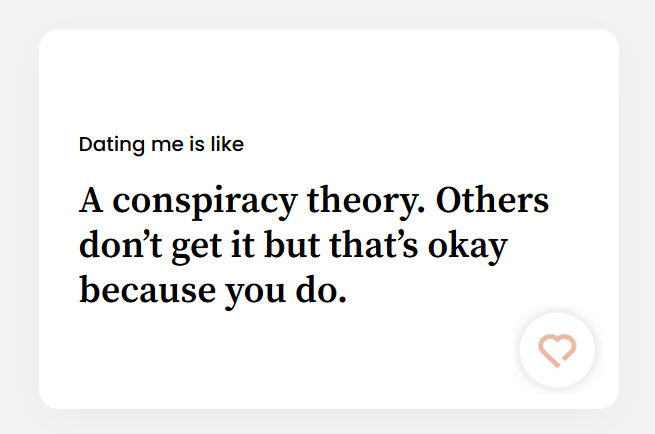 A conspiracy theory. Others don’t get it but that’s okay because you do.