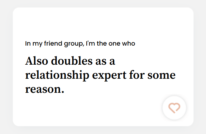 Also doubles as a relationship expert for some reason.