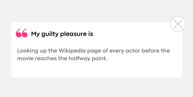 Looking up the Wikipedia page of every actor before the movie reaches the halfway point.