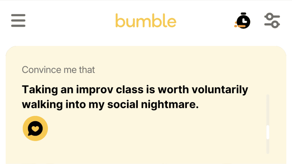 2. Taking an improv class is worth voluntarily walking into my social nightmare.