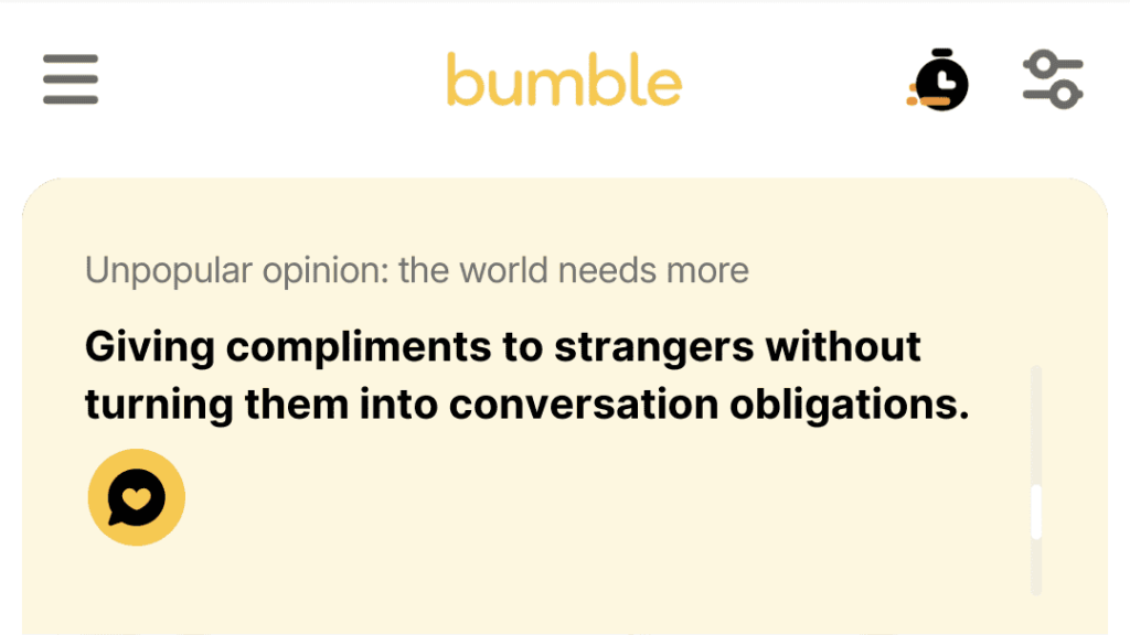 3. Giving compliments to strangers without turning them into conversation obligations.