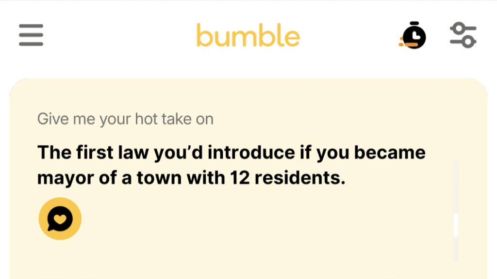 The first law you’d introduce if you became mayor of a town with 12 residents.