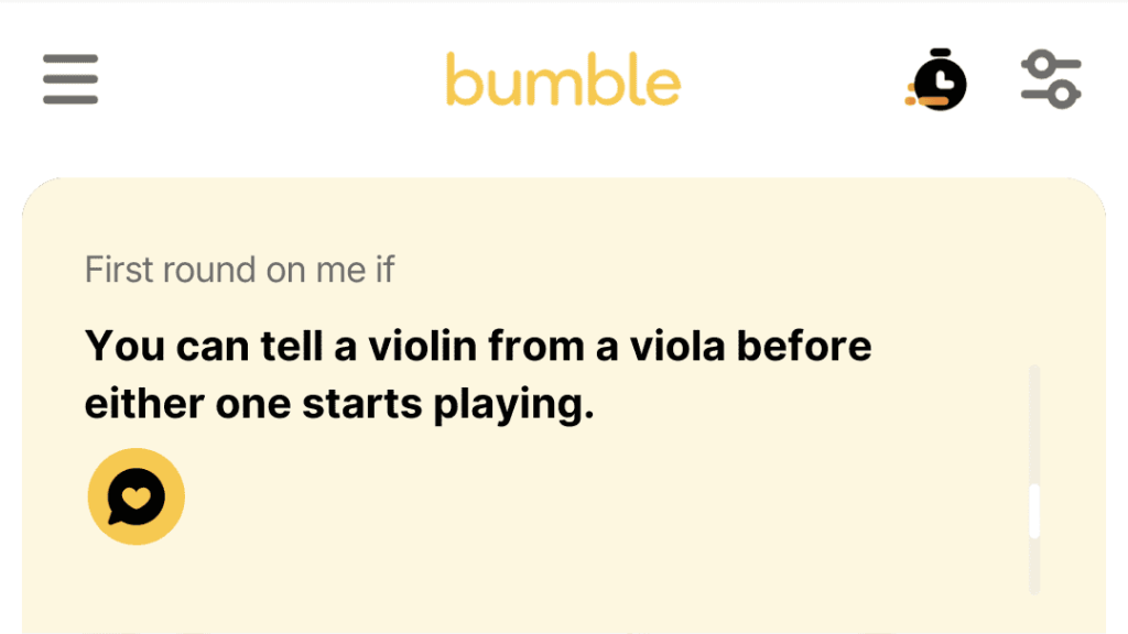 2. You can tell a violin from a viola before either one starts playing.