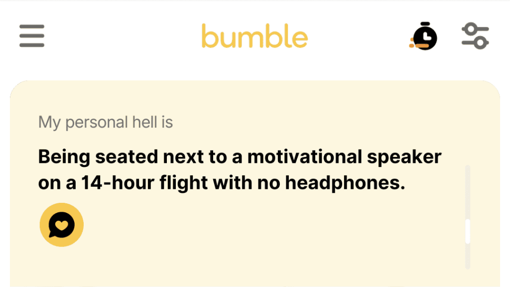 3. Being seated next to a motivational speaker on a 14-hour flight with no headphones.