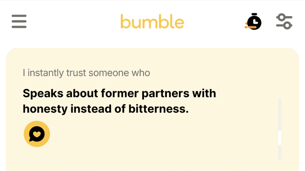 Speaks about former partners with honesty instead of bitterness.